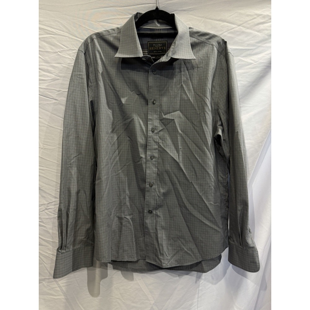 (Lot 2)Jos. A. Bank Reserve Tailored Fit Dress Shirt L Check Gray Blue